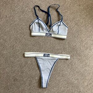 OFU Gray and Blue Bra & Panty Set